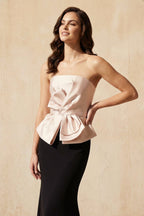 Robe longue black & pink coupe sirène bustier - Harana