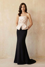 Robe longue black & pink coupe sirène bustier - Harana