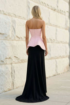 Robe longue black & pink bustier - Harana