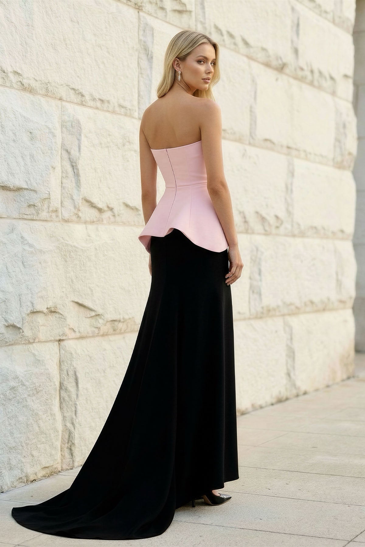 Robe longue black & pink bustier - Harana