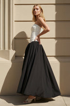 Robe longue black & white bustier plissée - Harana