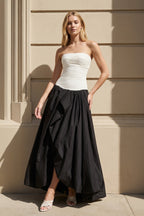 Robe longue black & white bustier plissée - Harana