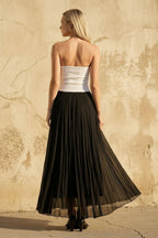 Robe longue black & white bustier plissée - Harana