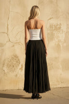 Robe longue black & white bustier plissée - Harana
