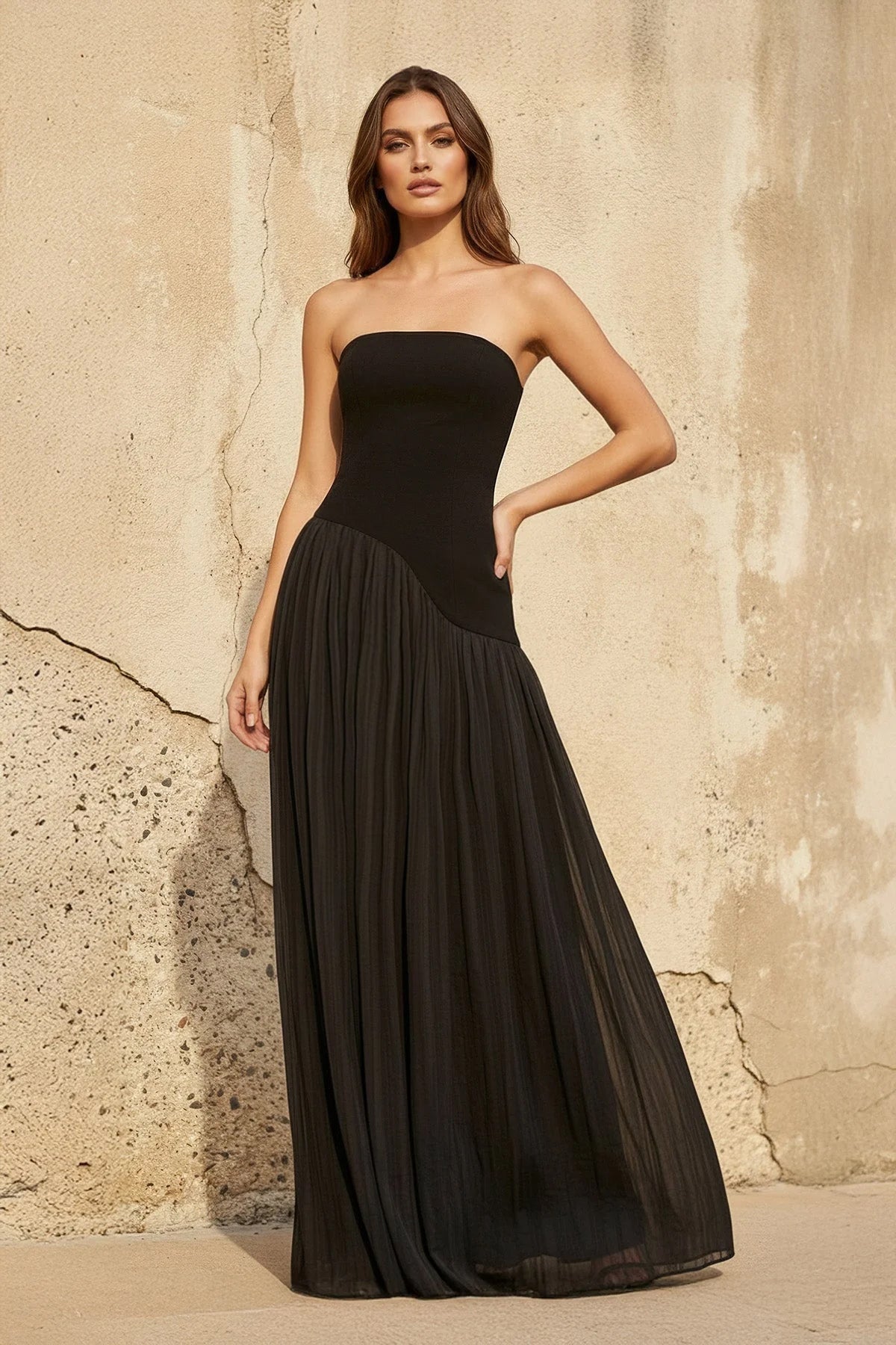 Robe longue bustier plissée - Harana