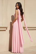 Robe longue rose bustier plissée - Harana