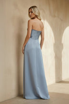 Robe longue bustier avec fente plissée - Harana