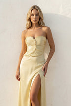Robe longue bustier avec fente plissée - Harana