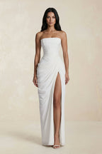 Robe longue bustier avec fente plissée - Harana
