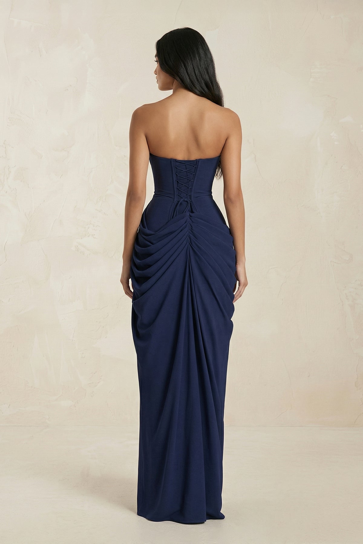 Robe longue bustier avec fente plissée - Harana