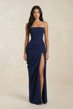 Robe longue bustier avec fente plissée - Harana