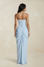 Robe longue bustier avec fente plissée - Harana