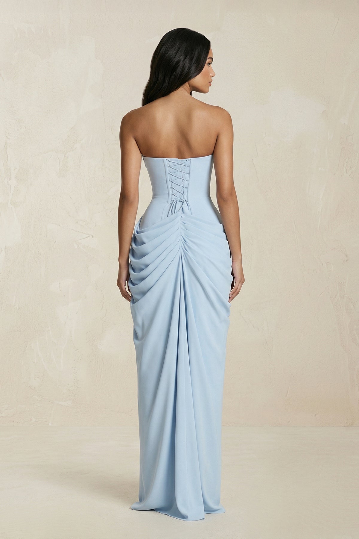 Robe longue bustier avec fente plissée - Harana