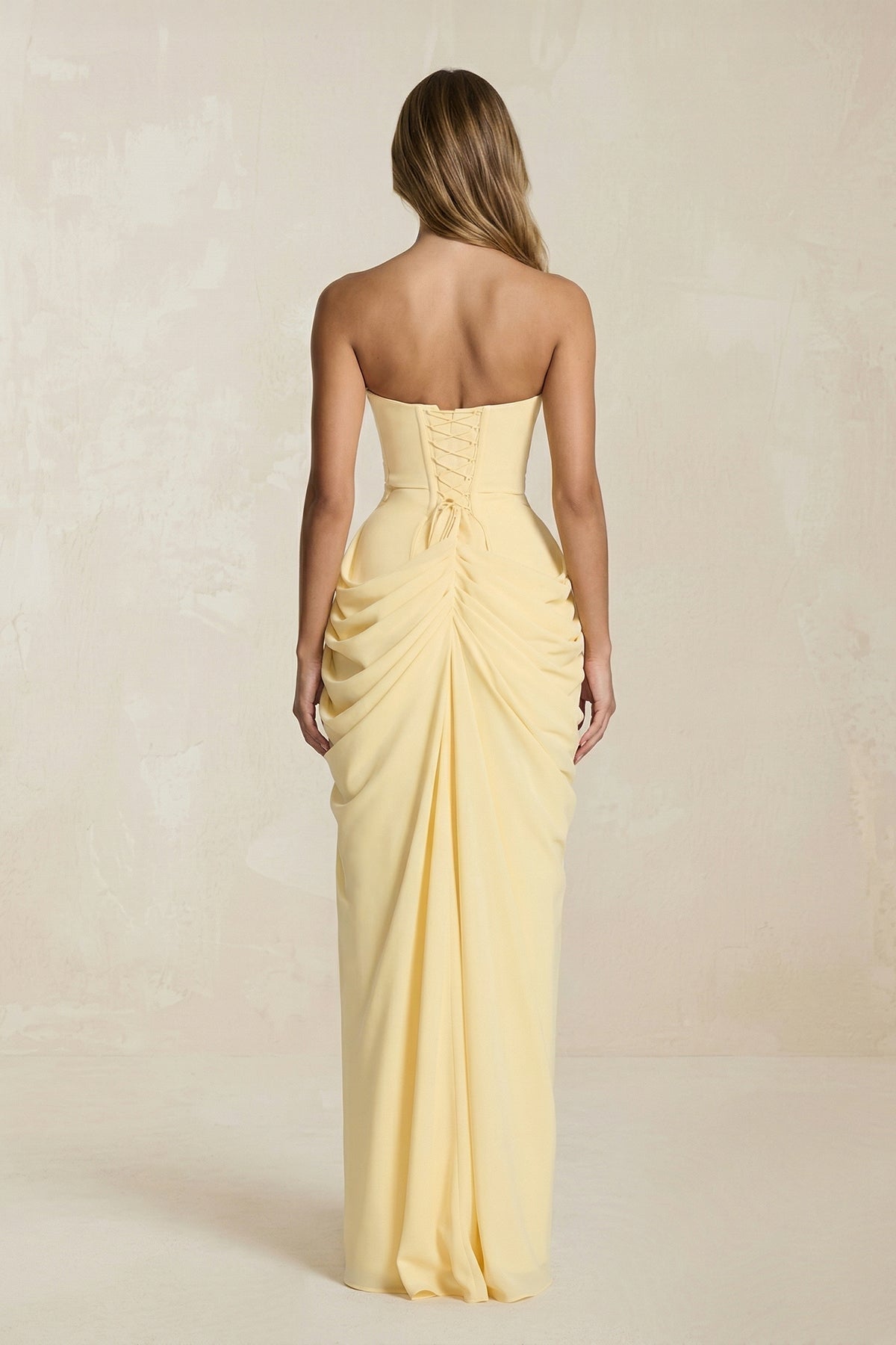 Robe longue bustier avec fente plissée - Harana