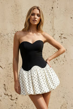Robe courte black & white bustier - Harana