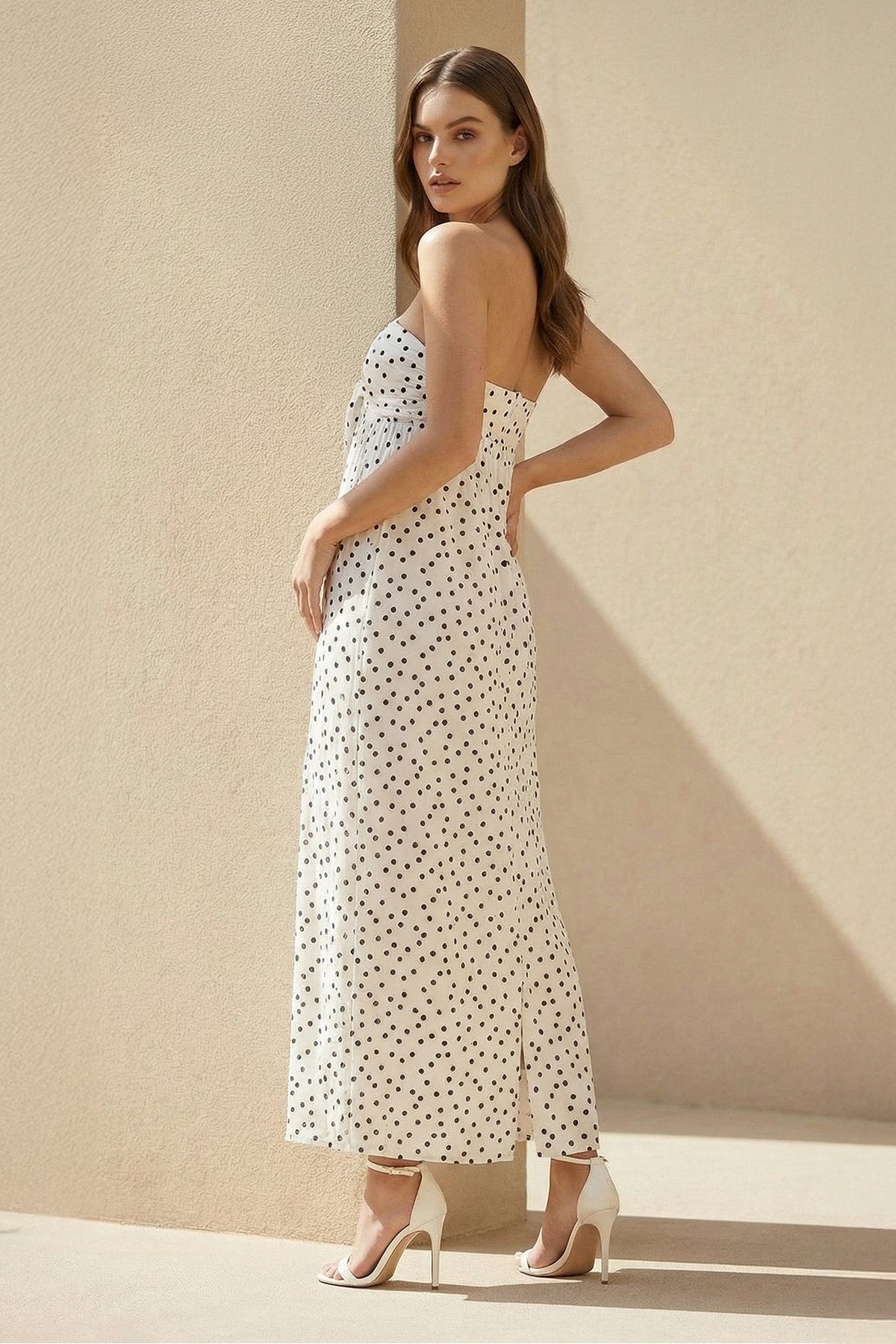 Robe longue blanc bustier avec nœud - Harana
