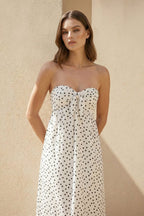 Robe longue blanc bustier avec nœud - Harana