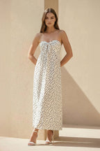 Robe longue blanc bustier avec nœud - Harana
