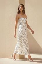 Robe longue blanc bustier avec nœud - Harana