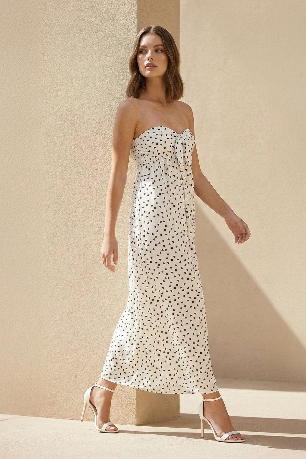Robe longue blanc bustier avec nœud - Harana