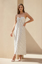 Robe longue blanc bustier avec nœud - Harana
