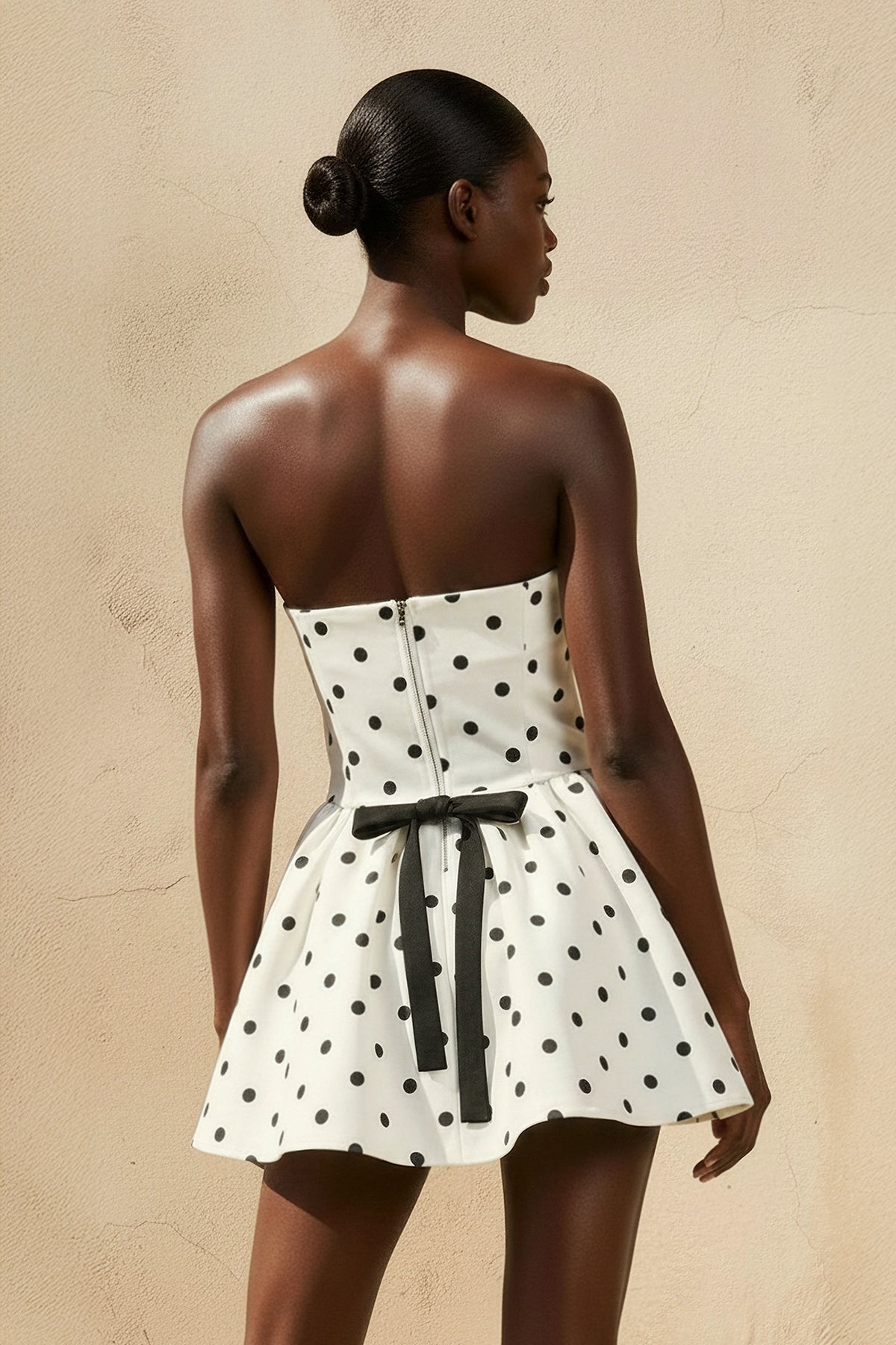 Robe courte ivoire bustier avec nœud - Harana