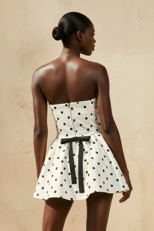 Robe courte ivoire bustier avec nœud - Harana