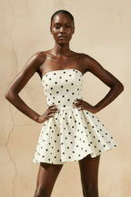 Robe courte ivoire bustier avec nœud - Harana