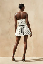 Robe courte ivoire bustier avec nœud - Harana