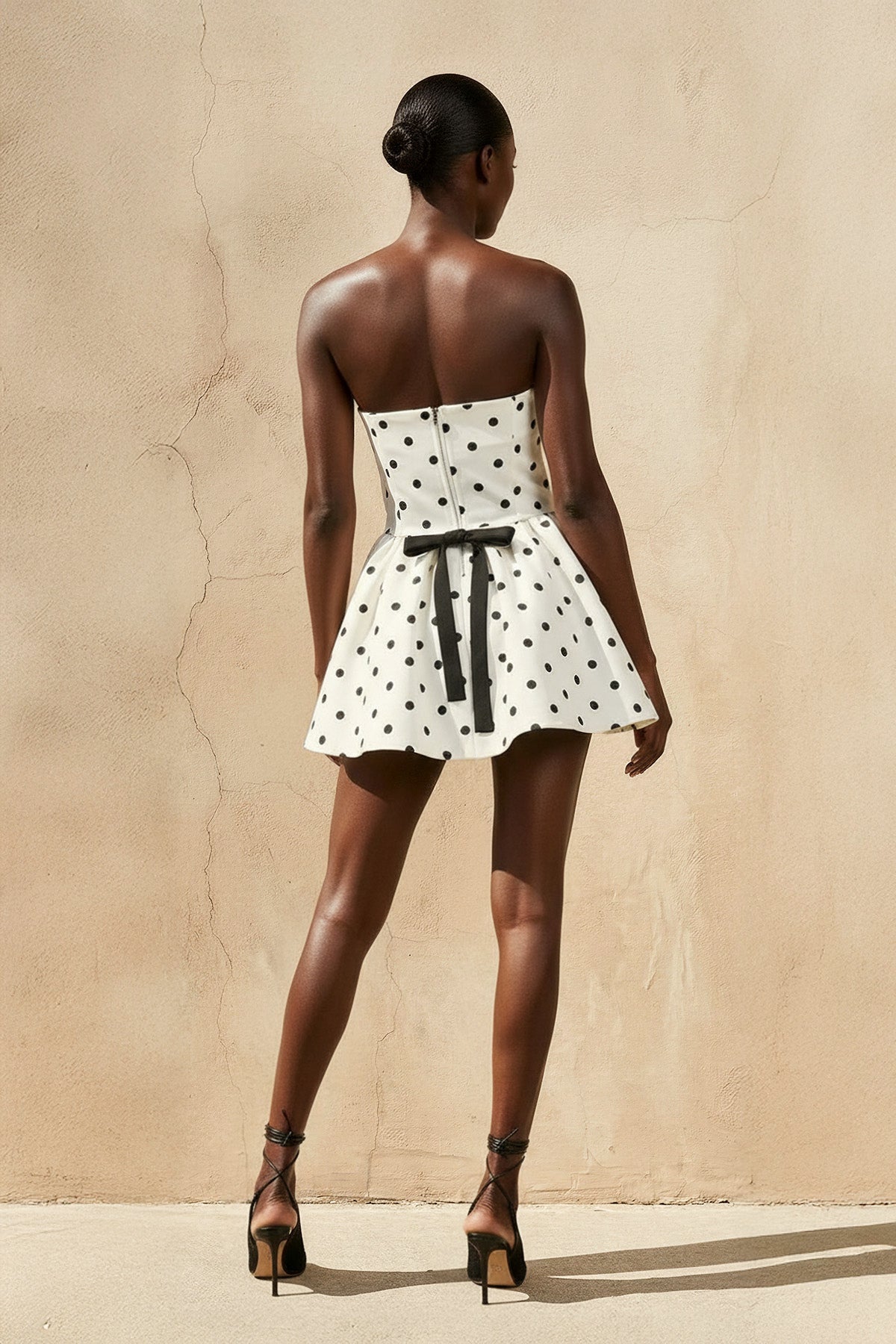 Robe courte ivoire bustier avec nœud - Harana