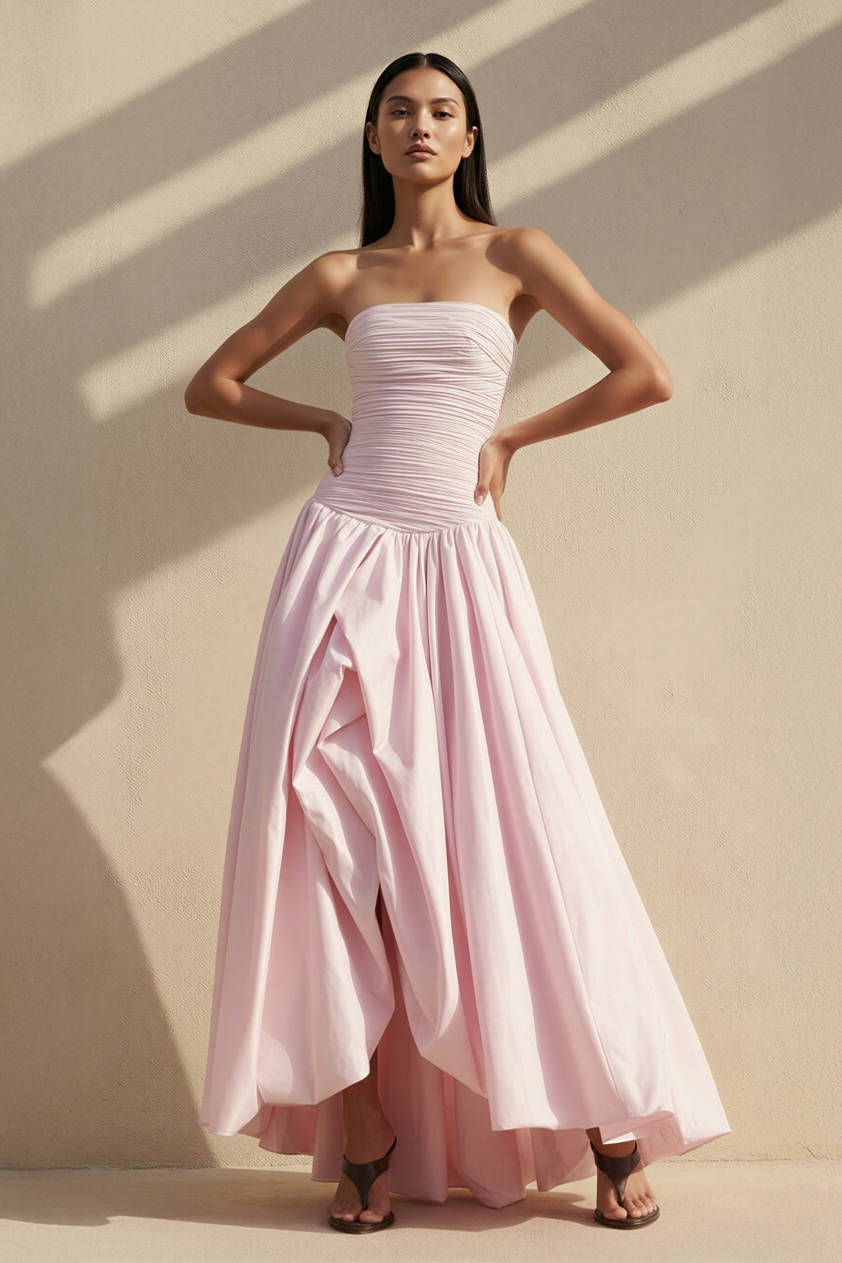 Robe longue bustier effet drapé - Harana