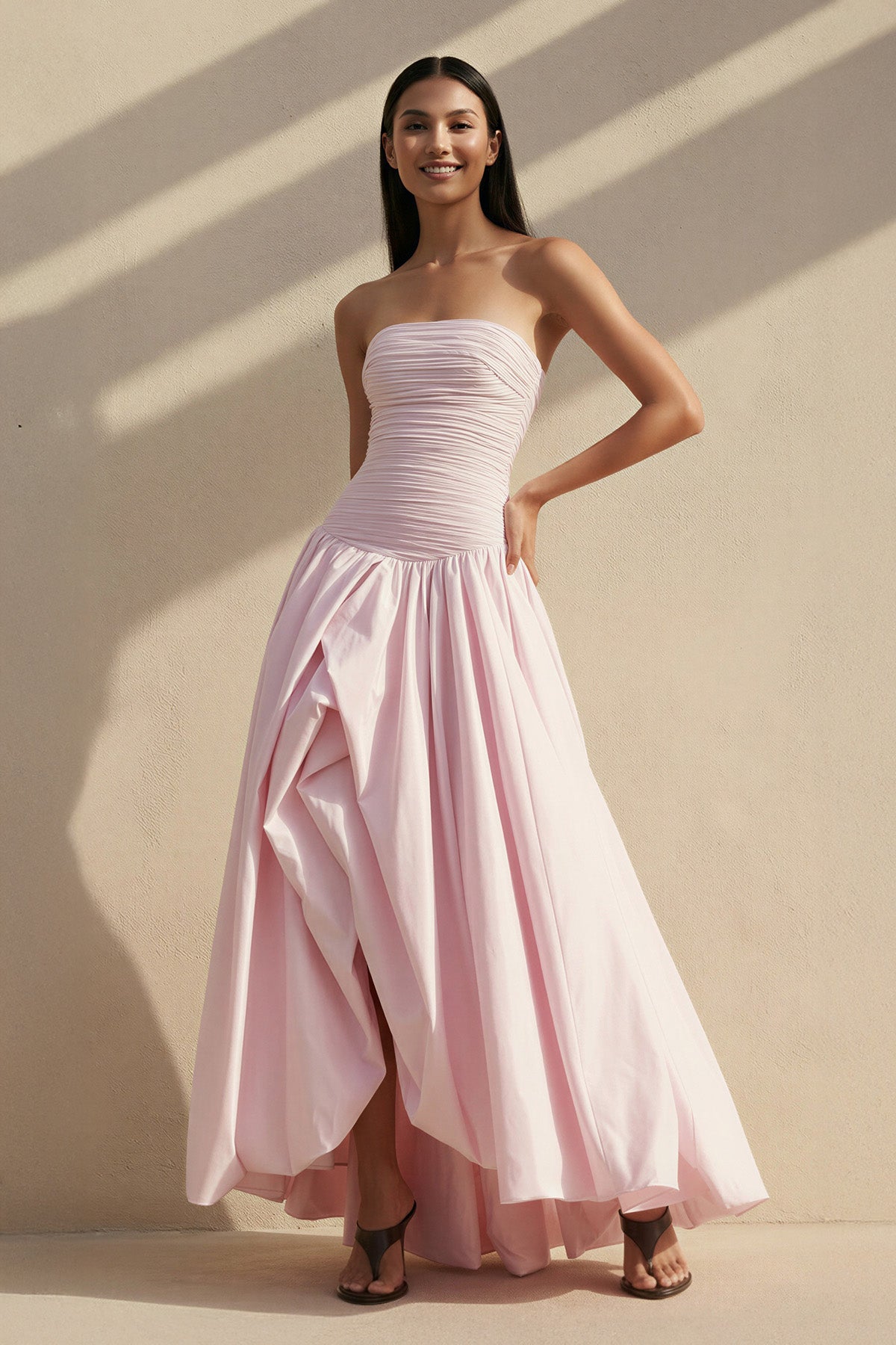 Robe longue bustier effet drapé - Harana