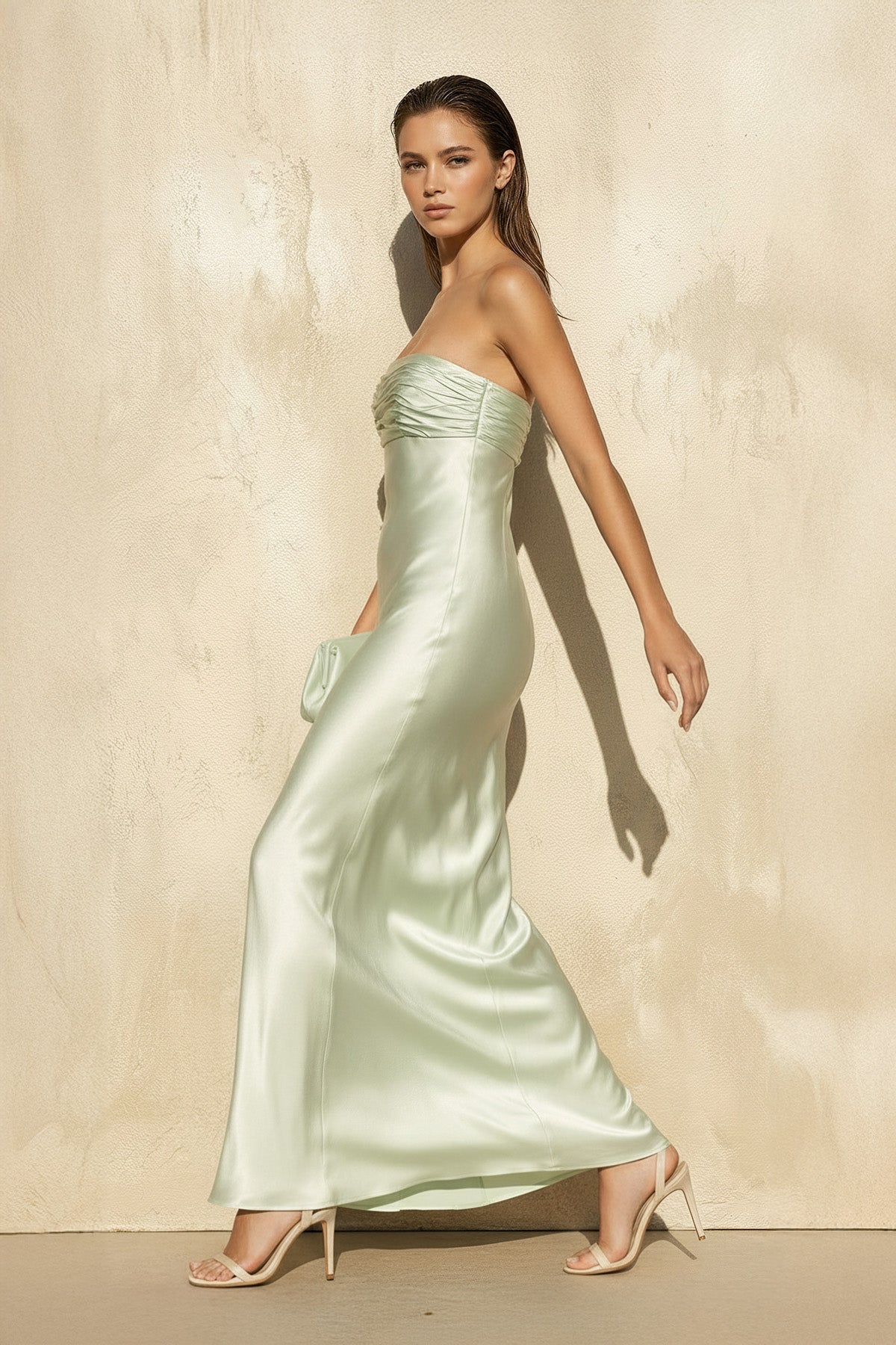 Robe longue bustier effet drapé - Harana
