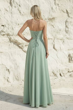 Robe longue mint green bustier effet drapé - Harana