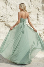 Robe longue mint green bustier effet drapé - Harana