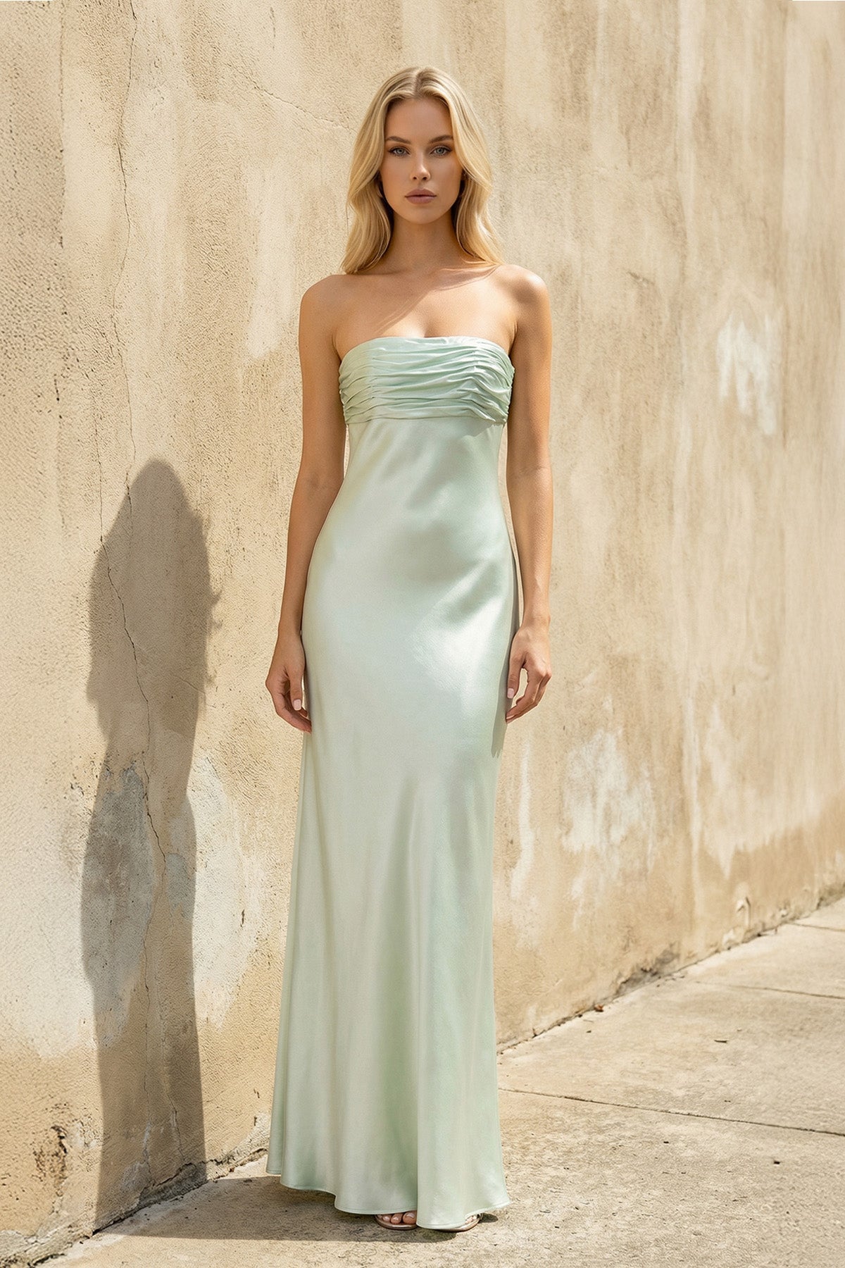 Robe longue bustier effet drapé - Harana