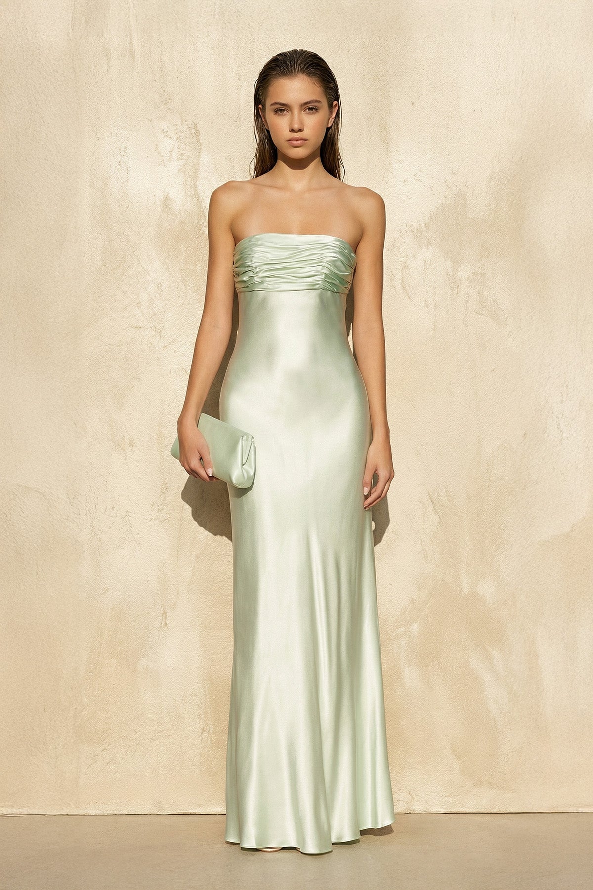 Robe longue bustier effet drapé - Harana
