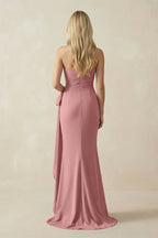 Robe longue mulberry bustier effet drapé avec nœud - Harana
