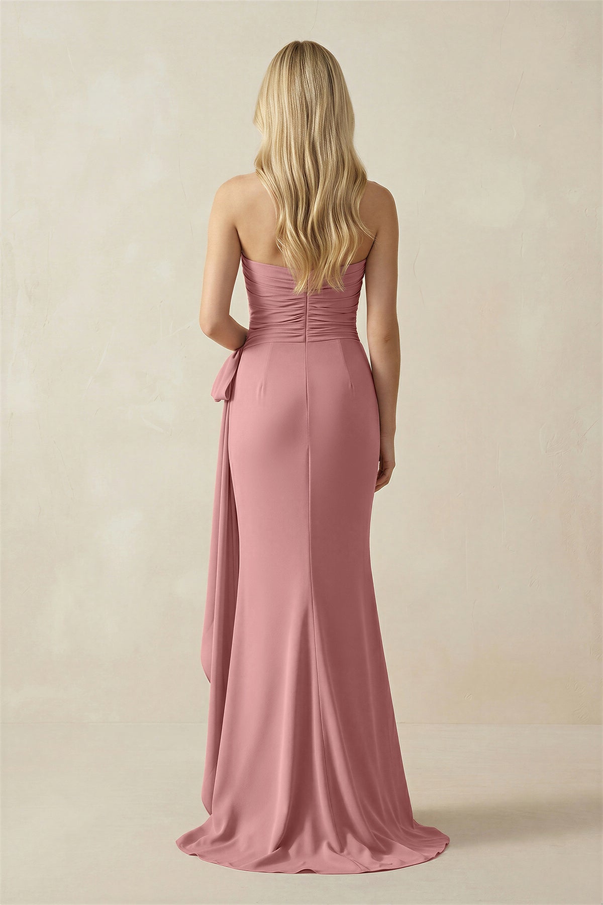 Robe longue mulberry bustier effet drapé avec nœud - Harana