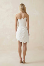 Robe de mariée ivoire courte satinée bustier effet drapé - Harana