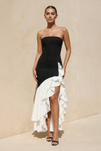 Robe longue bustier à volants - Harana