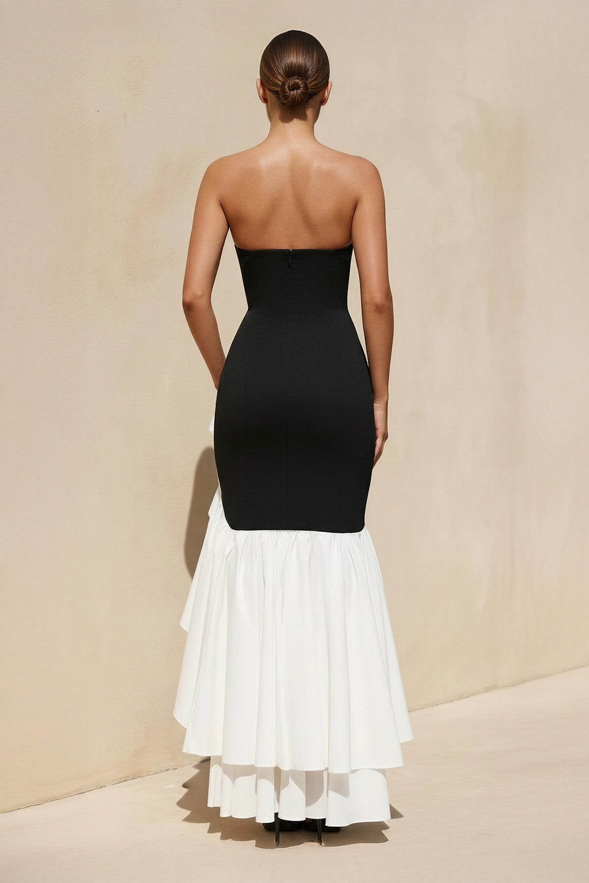 Robe longue bustier à volants - Harana