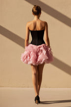 Robe courte bustier à volants - Harana