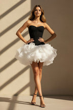 Robe courte bustier à volants - Harana