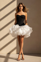 Robe courte bustier à volants - Harana