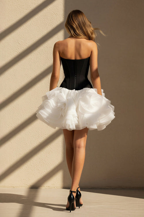 Robe courte bustier à volants - Harana