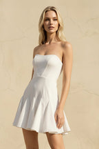 Robe courte blanc bustier à volants - Harana