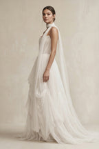 Robe de mariée ivoire trapèze en tulle bustier sans manches - Harana