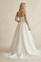 Robe de mariée ivoire trapèze en satin bustier sans manches - Harana