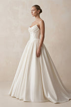 Robe de mariée blanc courte bustier sans manches à corset - Harana